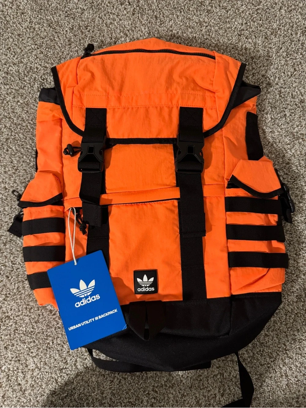 adidas Men's Bright Orange Utility Backpack with Black Accents